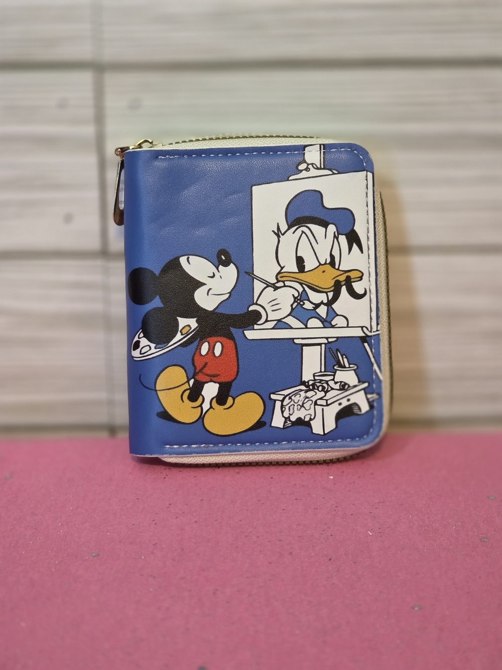 Disney Mickey Mouse & Donald Character Theme Small Zip-Around Wallet